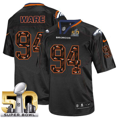 Nike Broncos #94 DeMarcus Ware New Lights Out Black Super Bowl 50 Men's Stitched NFL Elite Jersey - Click Image to Close
